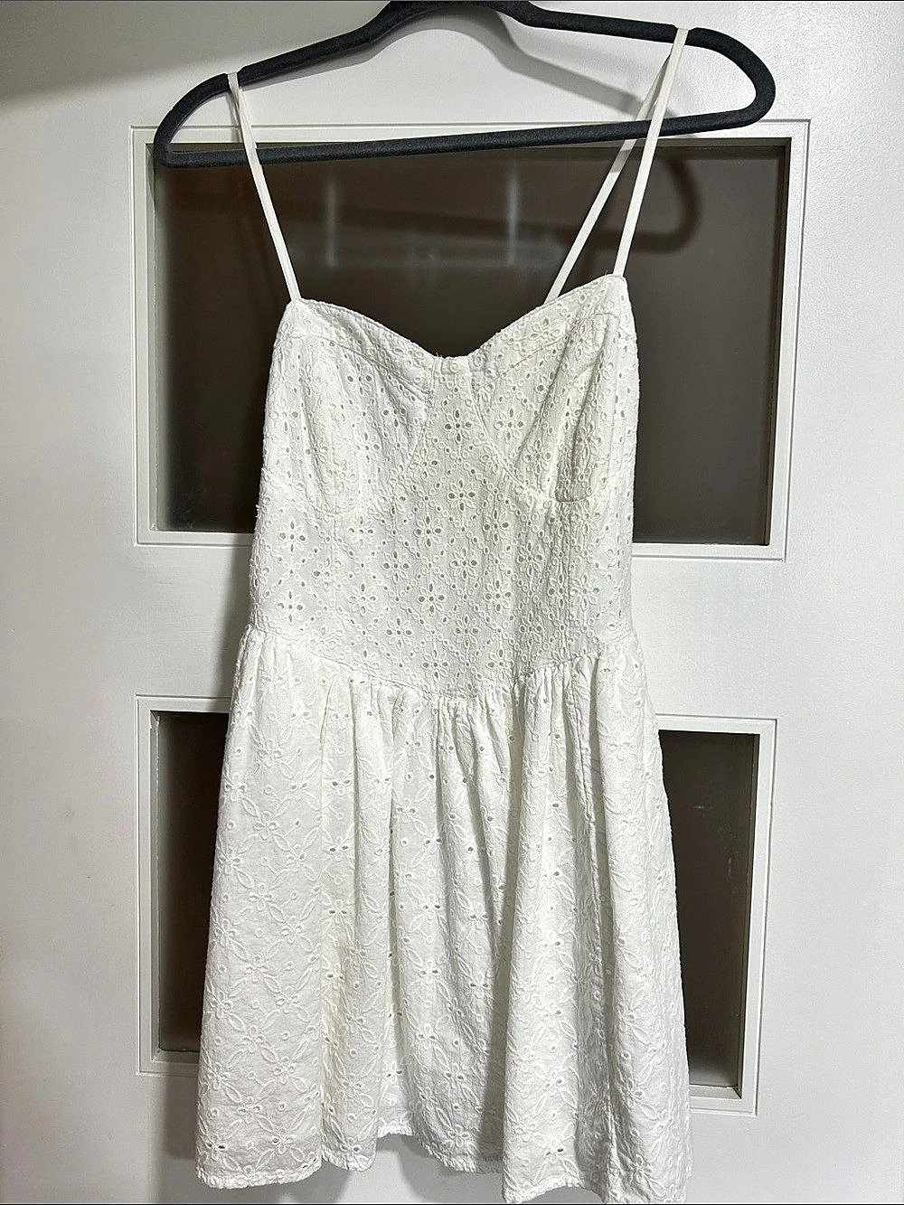 American Rag White Eyelet Mini Dress Size Medium Like New